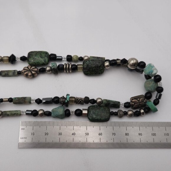 18 Inch Sterling Silver Handmade Various Stones Necklace B409 - Picture 6 of 7